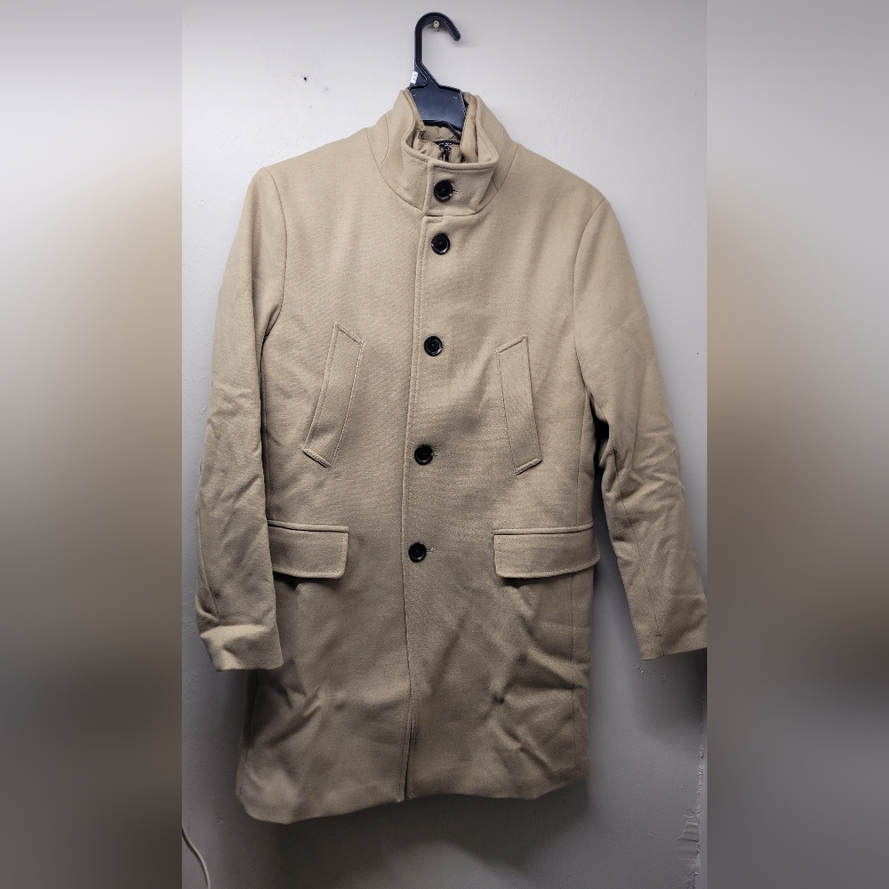 Zara Man pea Coat with contrast collar 0706/435/704 (Medium) beige
